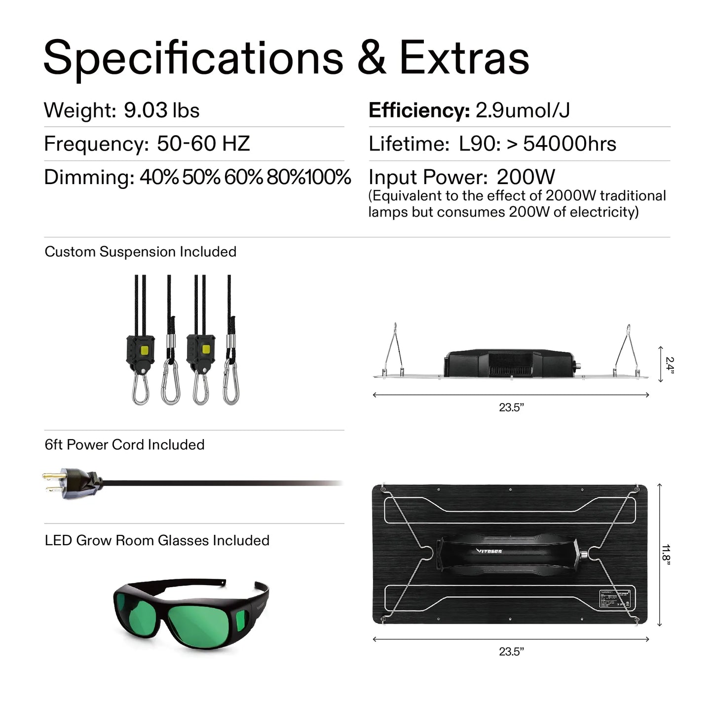 VIVOSUN 4 x 2 ft. Basic Grow Kit, Standard Grow Tent Kit with VS2000 LED Grow Light, 48" x 24" x 60" Beginner Grow Kits for Indoor Planting